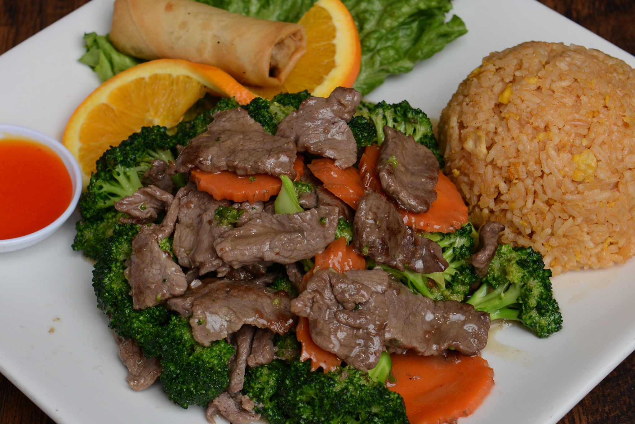 Order 3. Beef with Broccoli Dinner Combination food online from Rincome store, Northridge on bringmethat.com