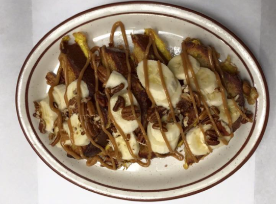 Order Banana Nut Bread French Toast food online from Homer Cafe store, Homer Glen on bringmethat.com
