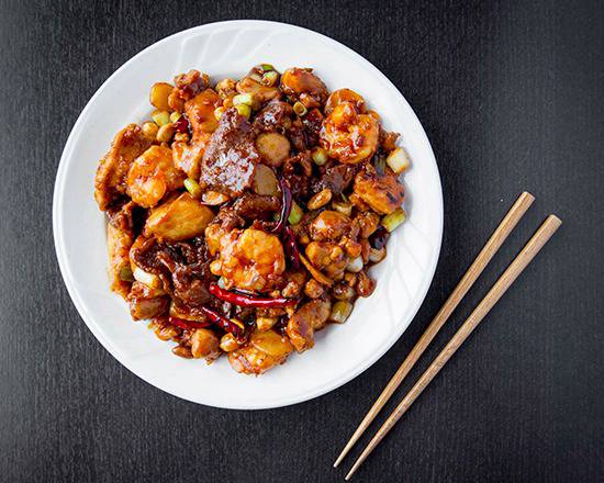 Order Family Kung Pao 3 Delight food online from KPB Asian Bistro store, Santa Fe Springs on bringmethat.com