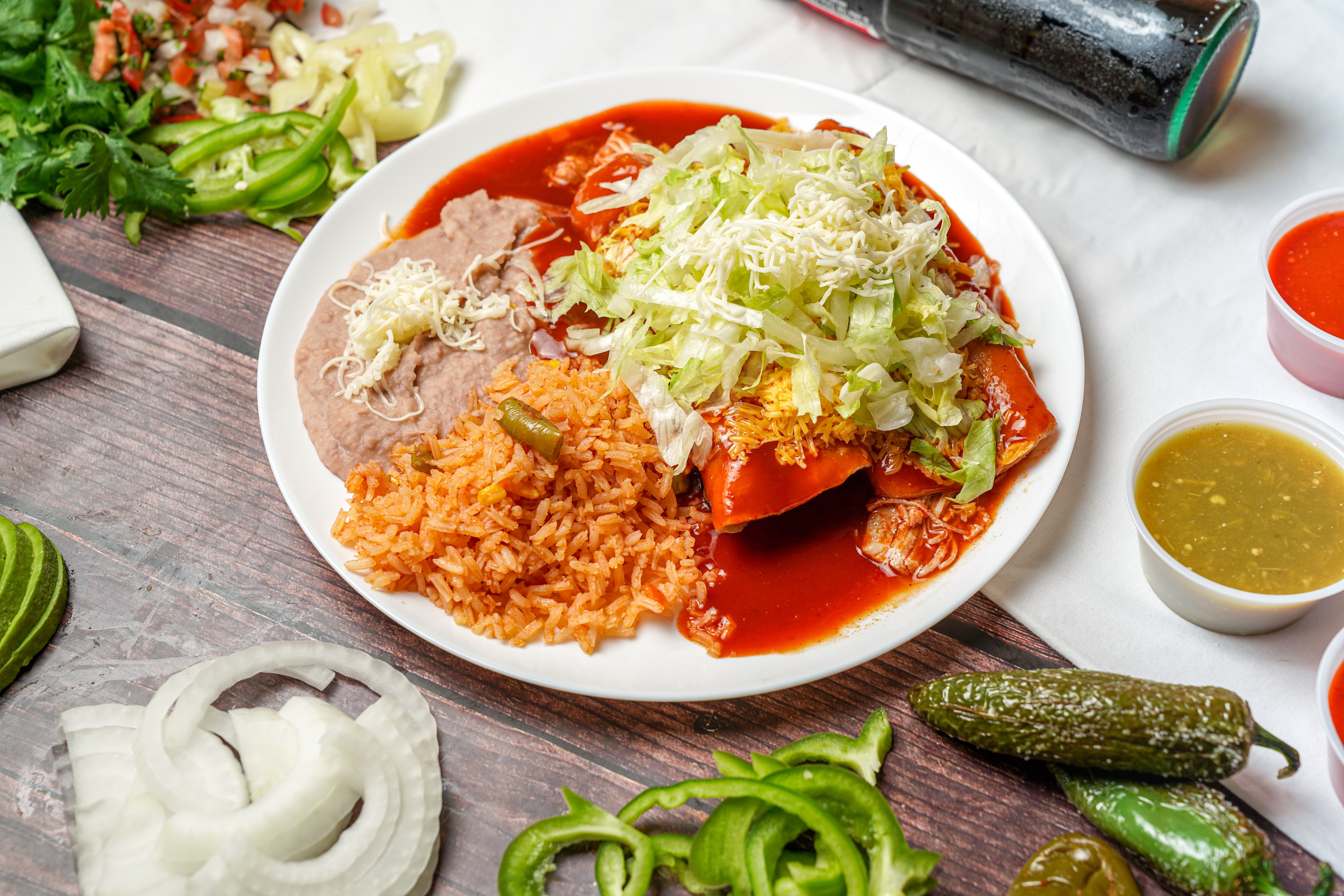 Order #3. 2 Enchiladas Combination Plate food online from Albertacos Mexican Food store, Orange on bringmethat.com