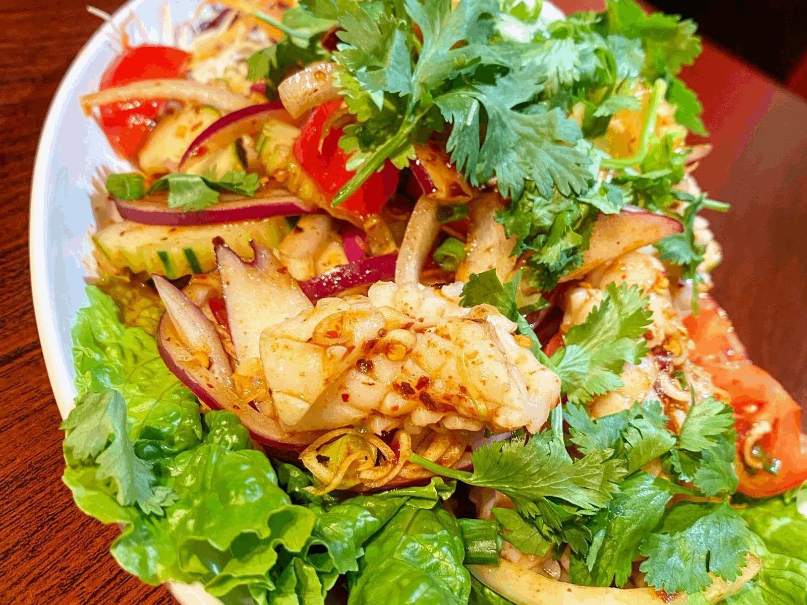 Order Squid Salad (Yum Pla Meuk) food online from Thai Siri store, Streamwood on bringmethat.com