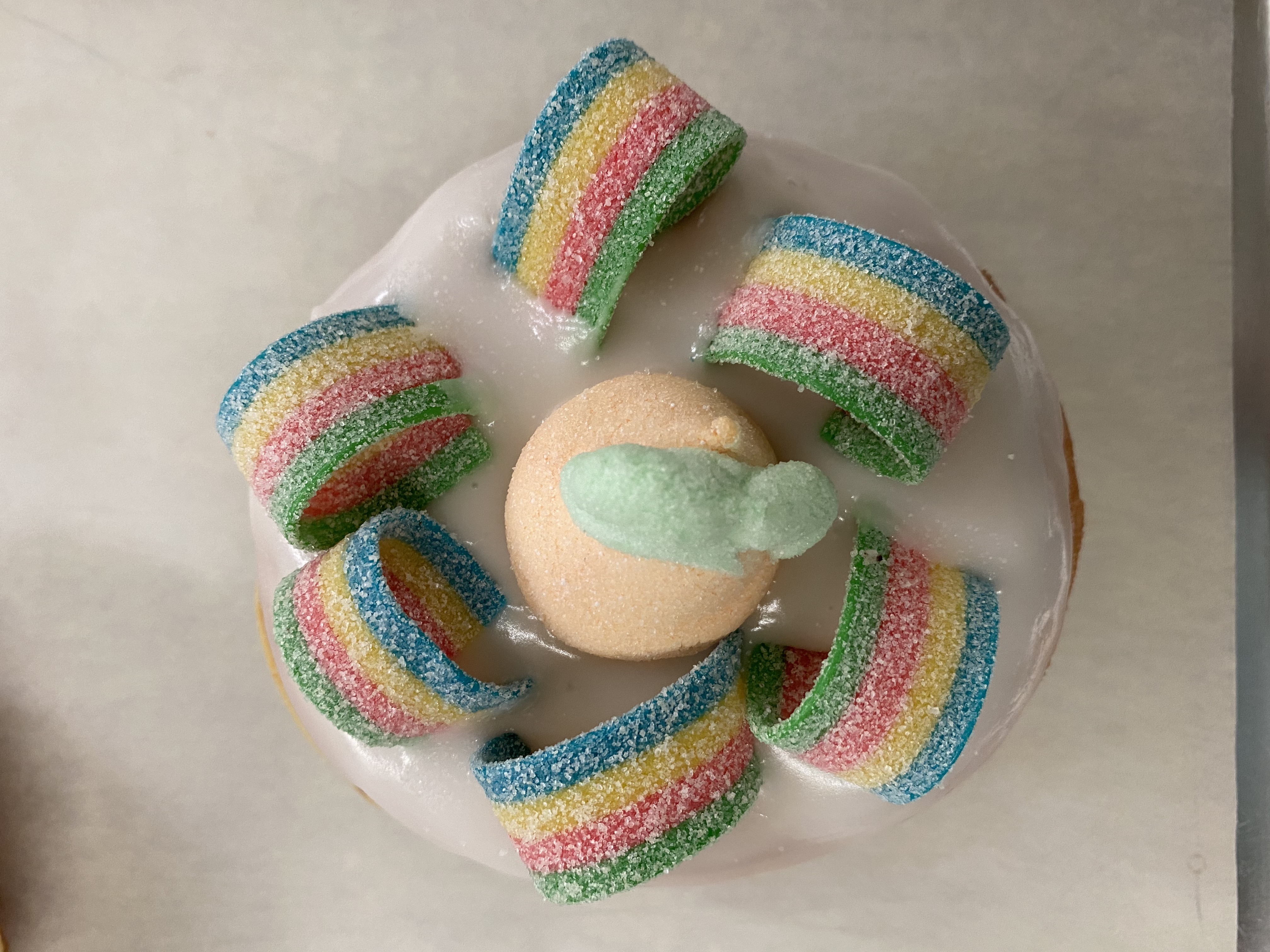 Order RAINBOW SOUR CANDY DONUT  food online from Earl Donut store, Los Angeles on bringmethat.com