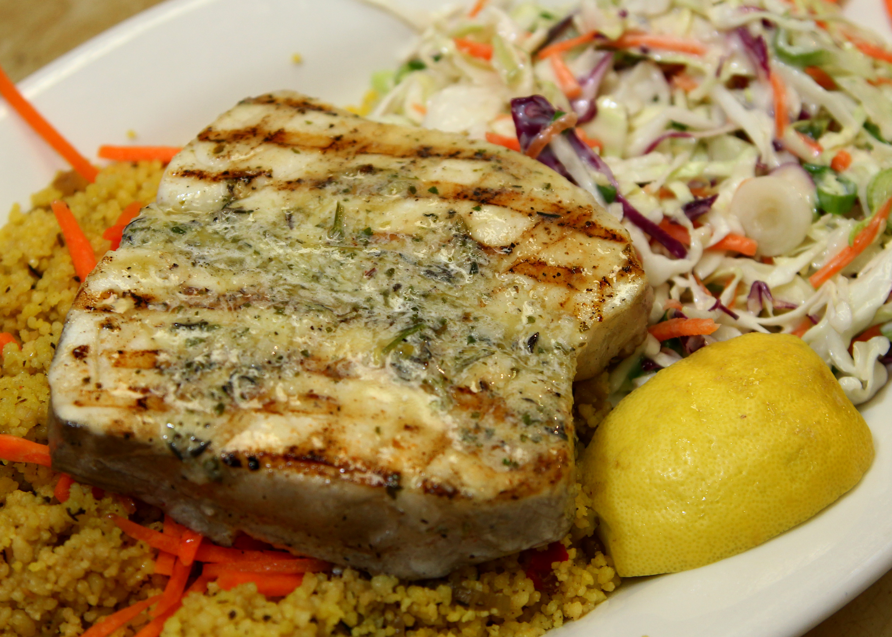 Order Swordfish Plate (w) food online from Bluesalt Fish Grill store, Redondo Beach on bringmethat.com