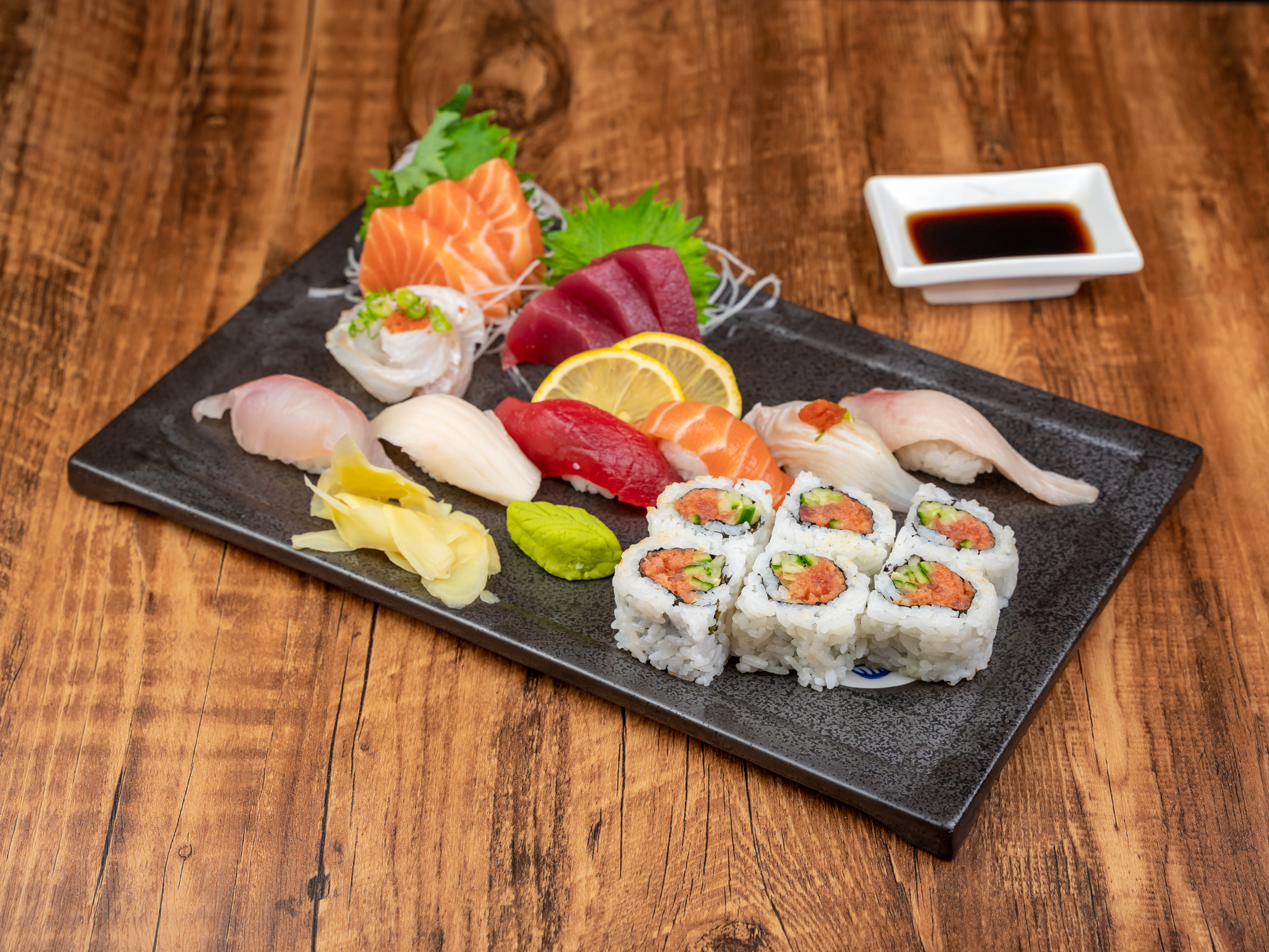 Order J3. Sushi and Sashimi Combination Special food online from Aji Ichi Japanese Restaurant store, San Bruno on bringmethat.com