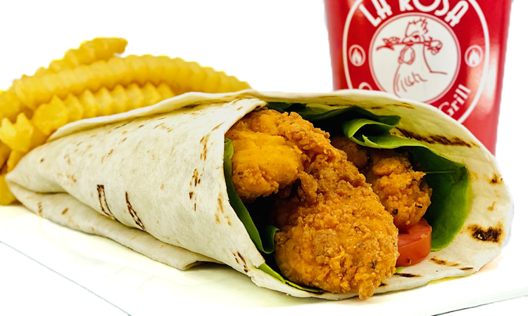 Order 4. Mild Crispy Chicken Wrap Combo food online from La Rosa Chicken & Grill store, Madison on bringmethat.com