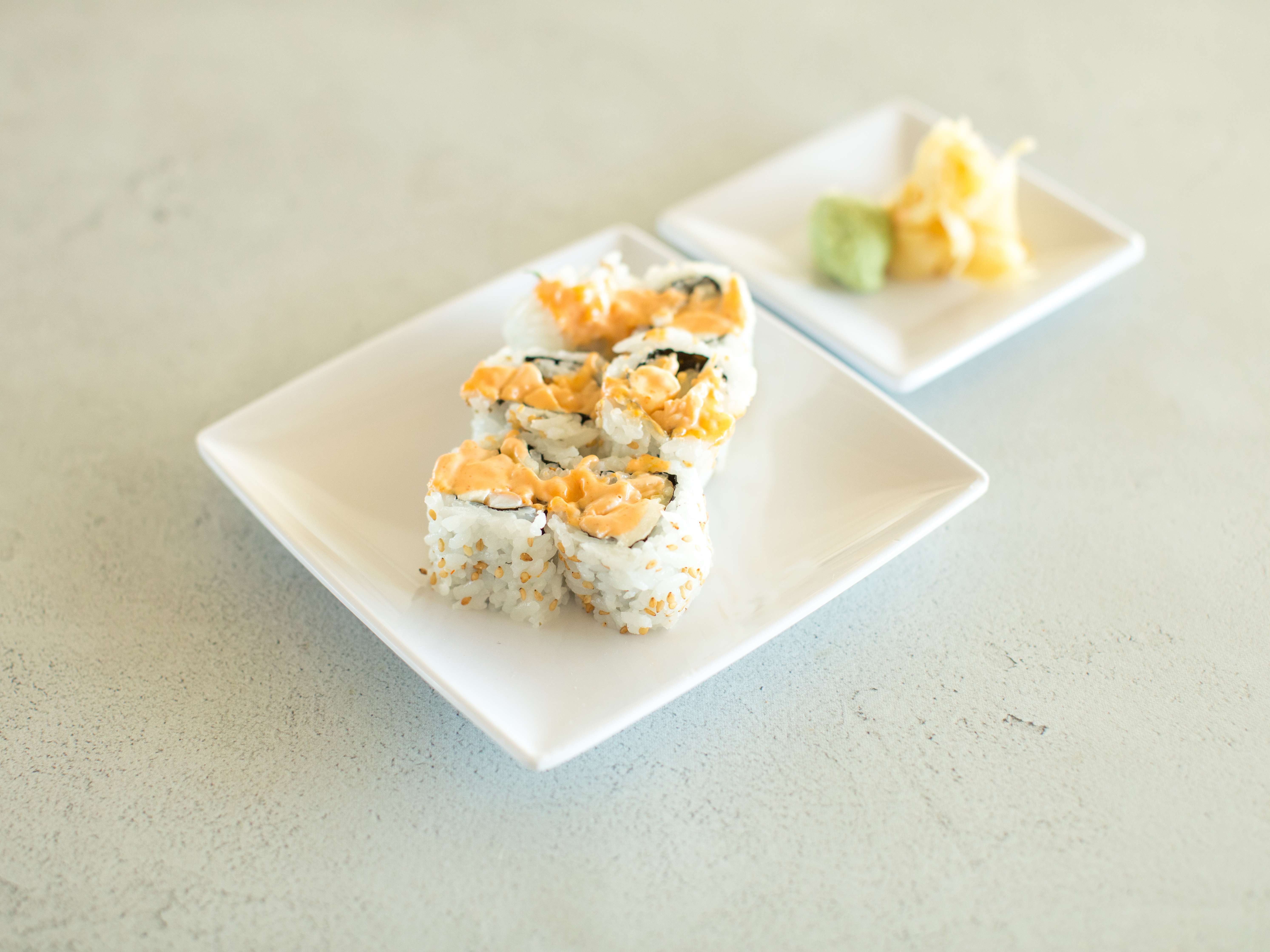 Order Spicy Shrimp Roll food online from Momotaro Sushi store, Richmond on bringmethat.com