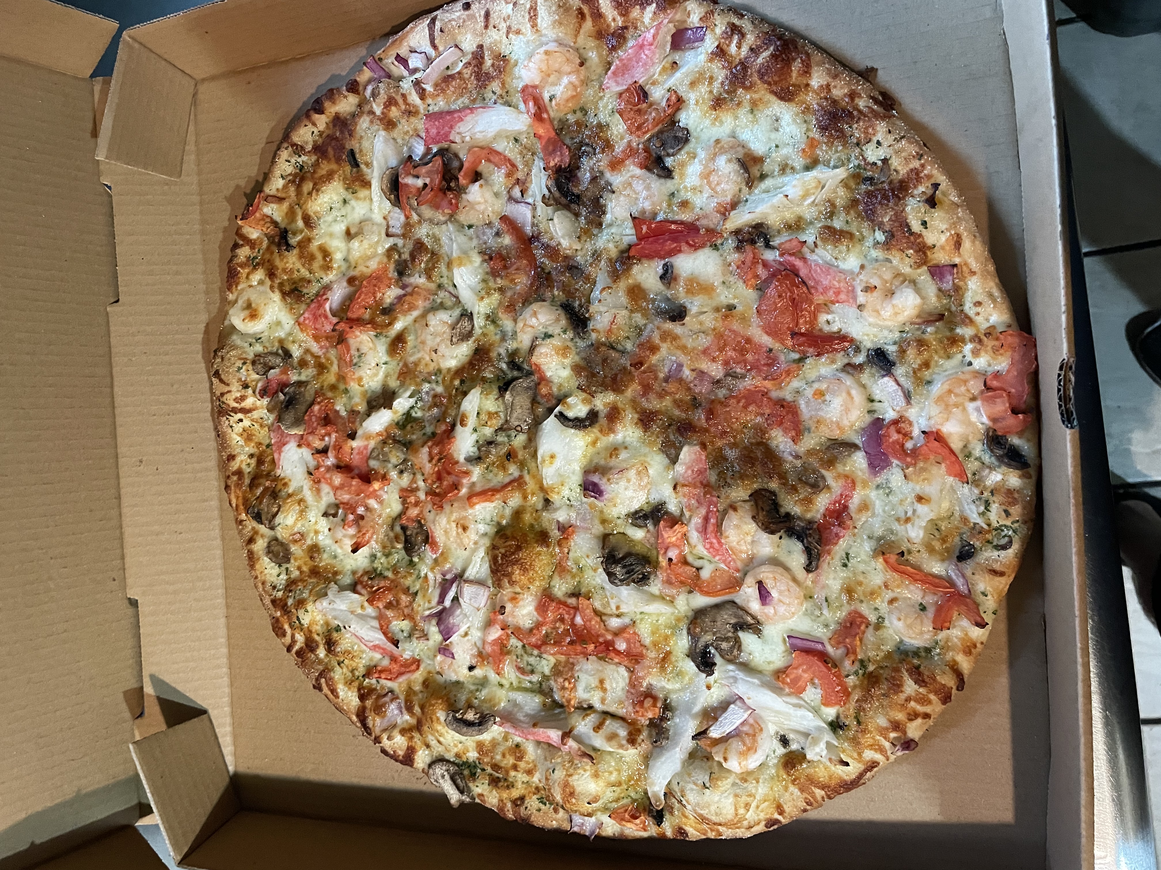 Order Seafood Pizza food online from Express Pizza store, Pittsburgh on bringmethat.com