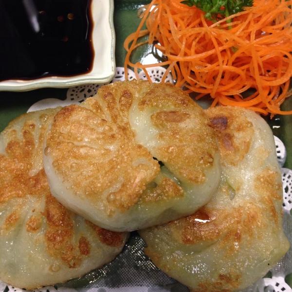 Order Chive Dumpling (2pcs) food online from Pride Sushi & Thai store, Chicago on bringmethat.com
