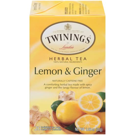 Order Twinings of London Lemon & Ginger Herbal Tea Bags, 20 CT food online from Cvs store, DOVER on bringmethat.com