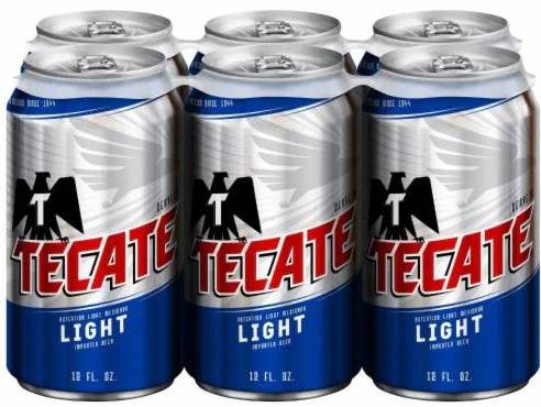 Order Tecate Light Mexican Beer 6 pk cans food online from Pacific Liquor Market store, Bell Gardens on bringmethat.com