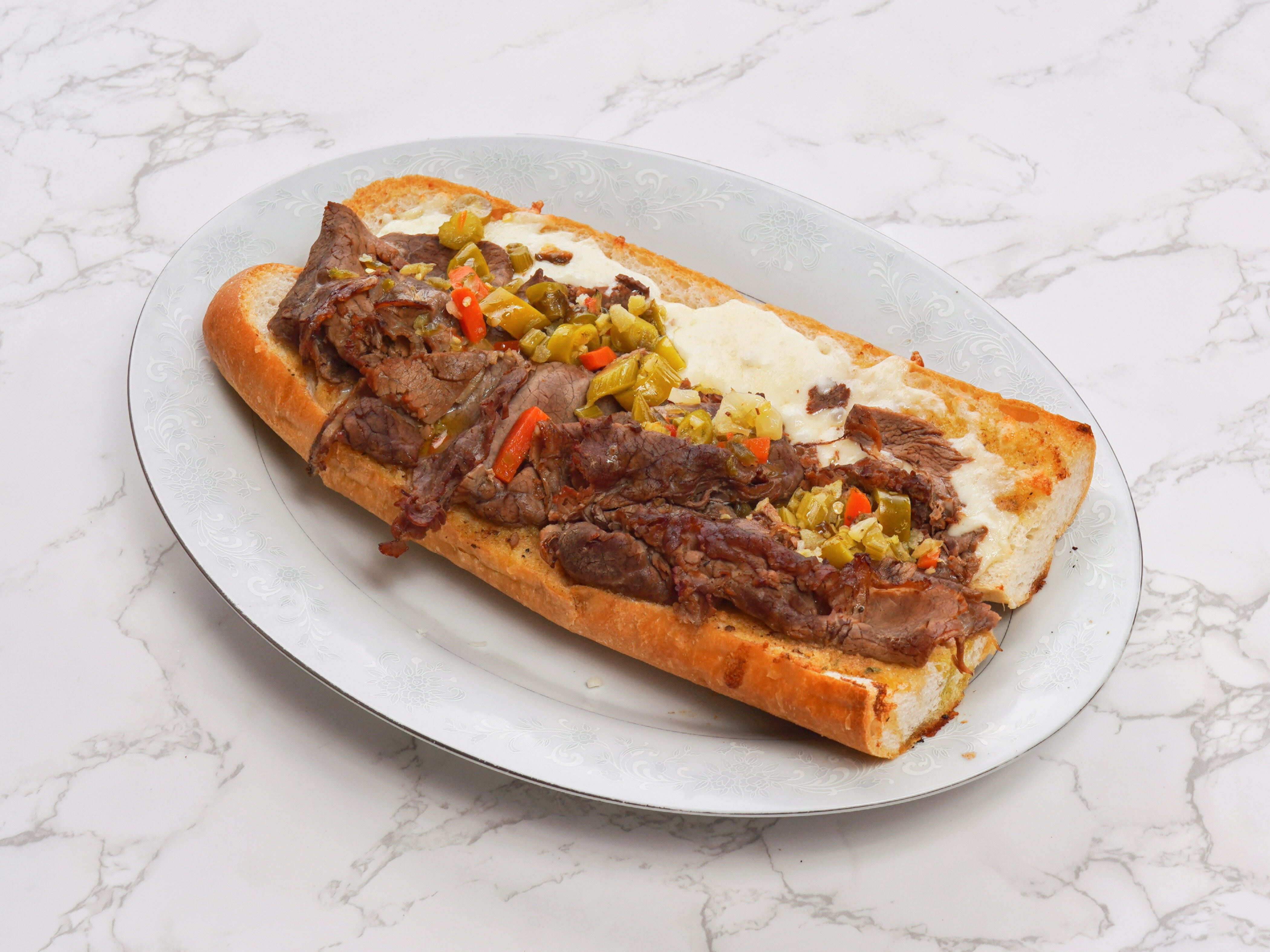 Order G14. Mozzarella Cheesy Beef Grinder food online from Eastern Style Pizza store, Chicago on bringmethat.com