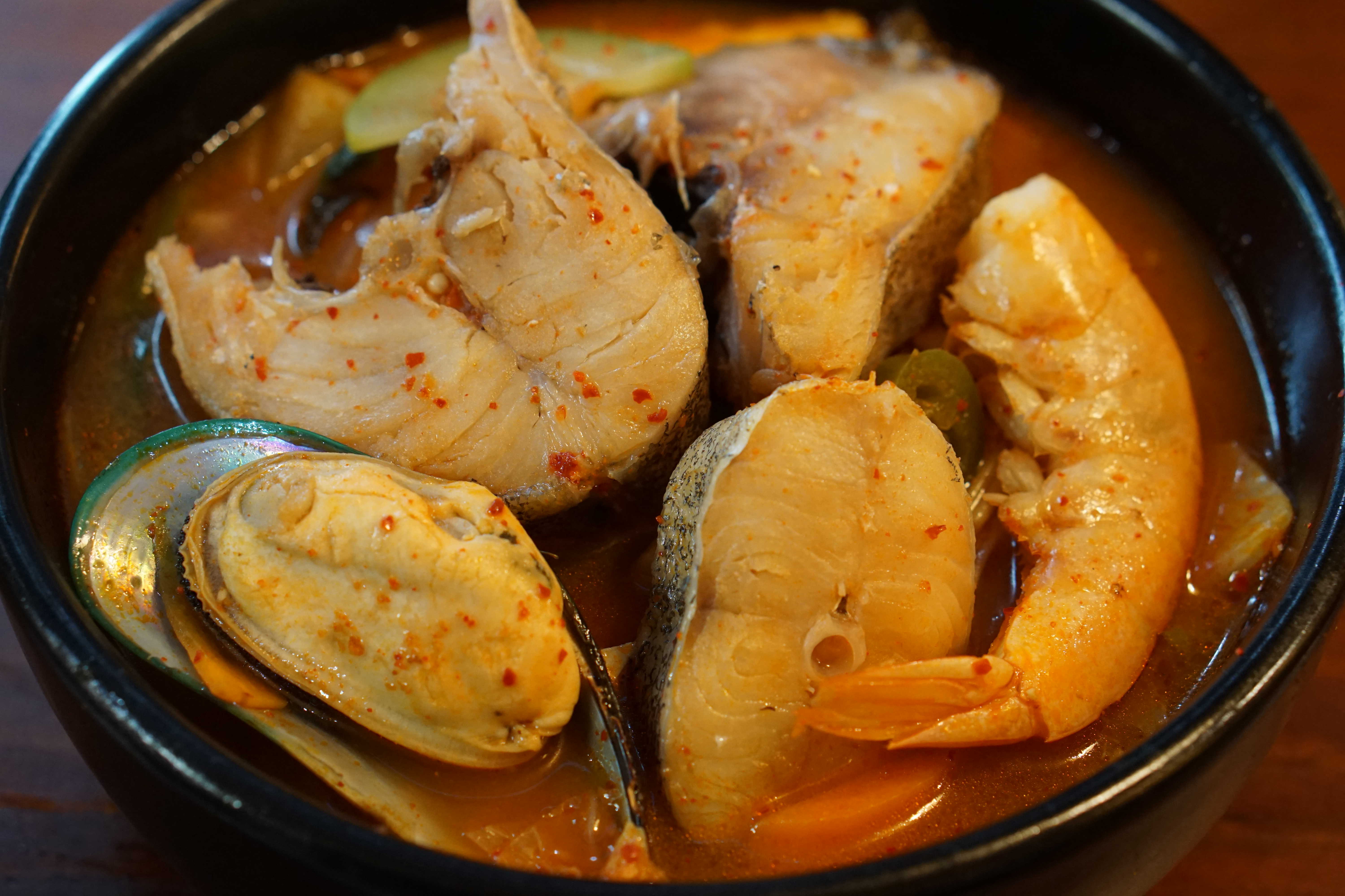 Order T10. Codfish Stew food online from Mg Tofu House store, Los Angeles on bringmethat.com