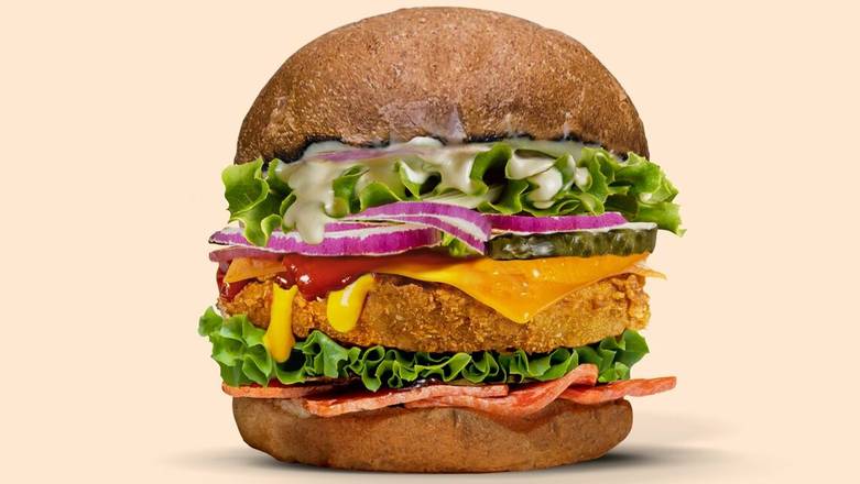 Order Mustang Relish Burger (Deluxe) food online from VeganBurg store, San Francisco on bringmethat.com