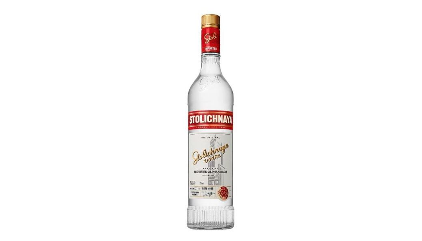Order Stolichnaya Red Label Russian Vodka 750mL food online from Rancho Liquor store, Thousand Oaks on bringmethat.com