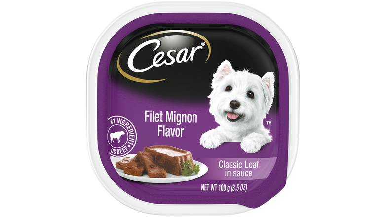 Order Cesar Soft Wet Dog Food Classic Loaf in Sauce Filet Mignon Flavor food online from Route 7 Food Mart store, Norwalk on bringmethat.com