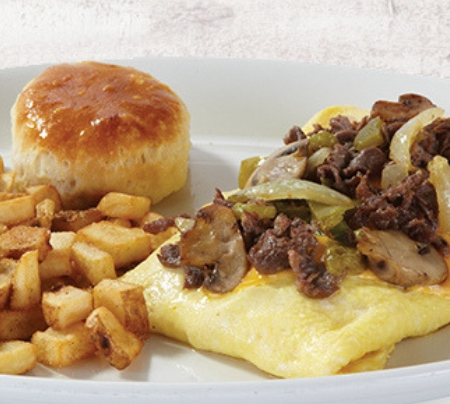 Order Philly Steak & Cheese Omelet food online from Shoneys Family Restaurant store, San Antonio on bringmethat.com
