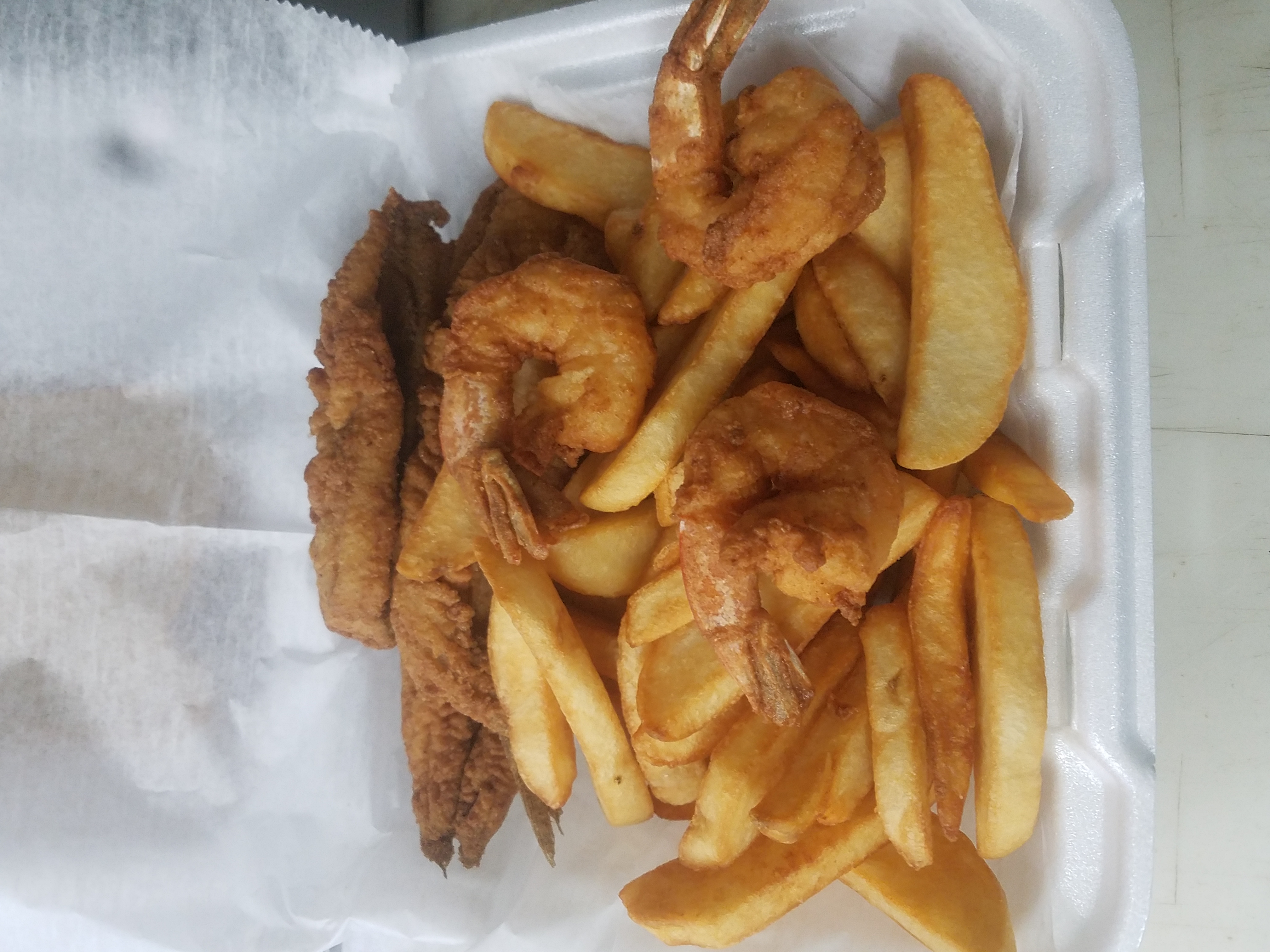 Order 3 Piece Shrimp and 2 Piece Whiting & Fries Combo food online from E & S Original Steak-N-Take store, Newark on bringmethat.com