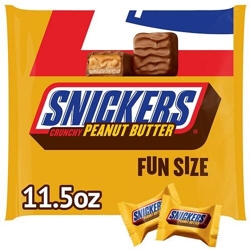 Order Snickers Crunchy Peanut Butter Squared Fun Size Halloween Chocolate Bars, Small Bag - 11.5 oz food online from Walgreens store, Smyrna on bringmethat.com