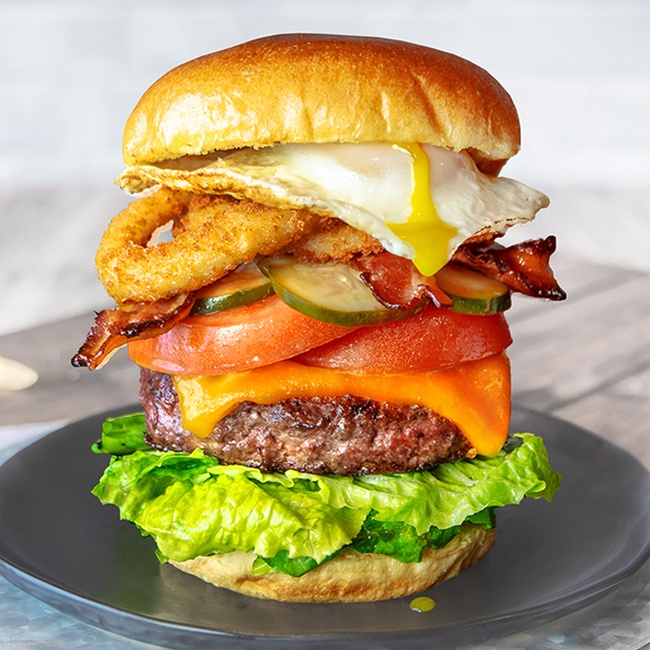 Order Hangover Burger food online from Hurricane Grill & Wings store, Lindenhurst on bringmethat.com