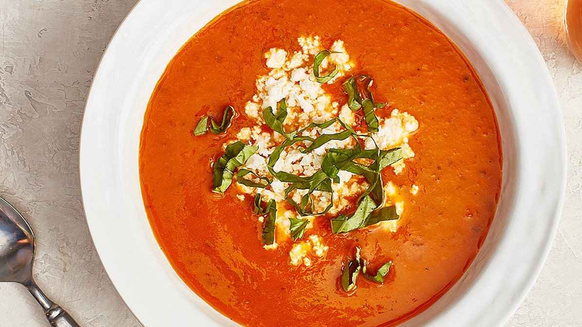 Order Bowl of Tomato Basil Soup food online from Taziki's Mediterranean Cafe store, Raleigh on bringmethat.com
