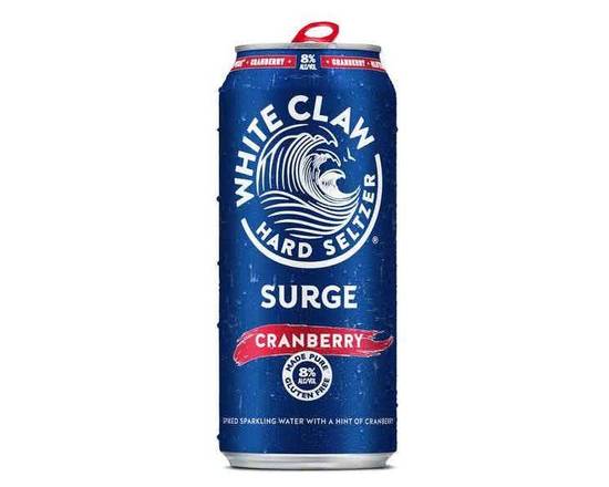 Order White Claw Surge Cranberry, 16oz cans (8% ABV) food online from Moby Liquor store, Los Angeles on bringmethat.com