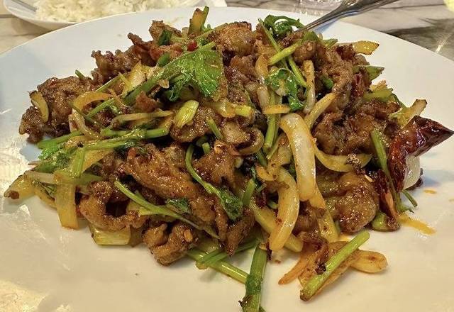 Order Sautéed Lamb with Cumin food online from Pepper Twins store, Houston on bringmethat.com