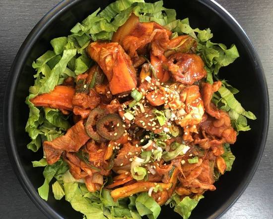 Order 11. Spicy Pork Bulgogi w/rice (돼지불고기) food online from K BOP TOP 10 store, Garden Grove on bringmethat.com