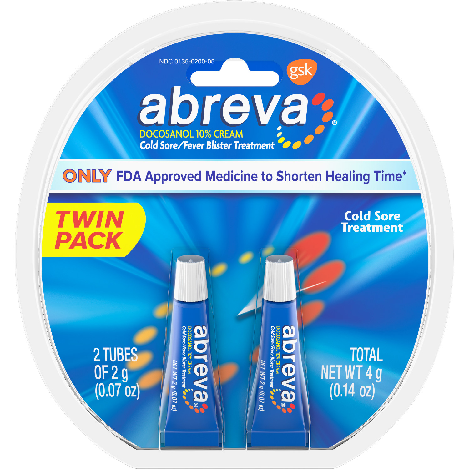 Order Abreva Cold Sore Treatment Cream, Docosanol 10% - 0.07 oz, 2 pk food online from Rite Aid store, Cathedral City on bringmethat.com