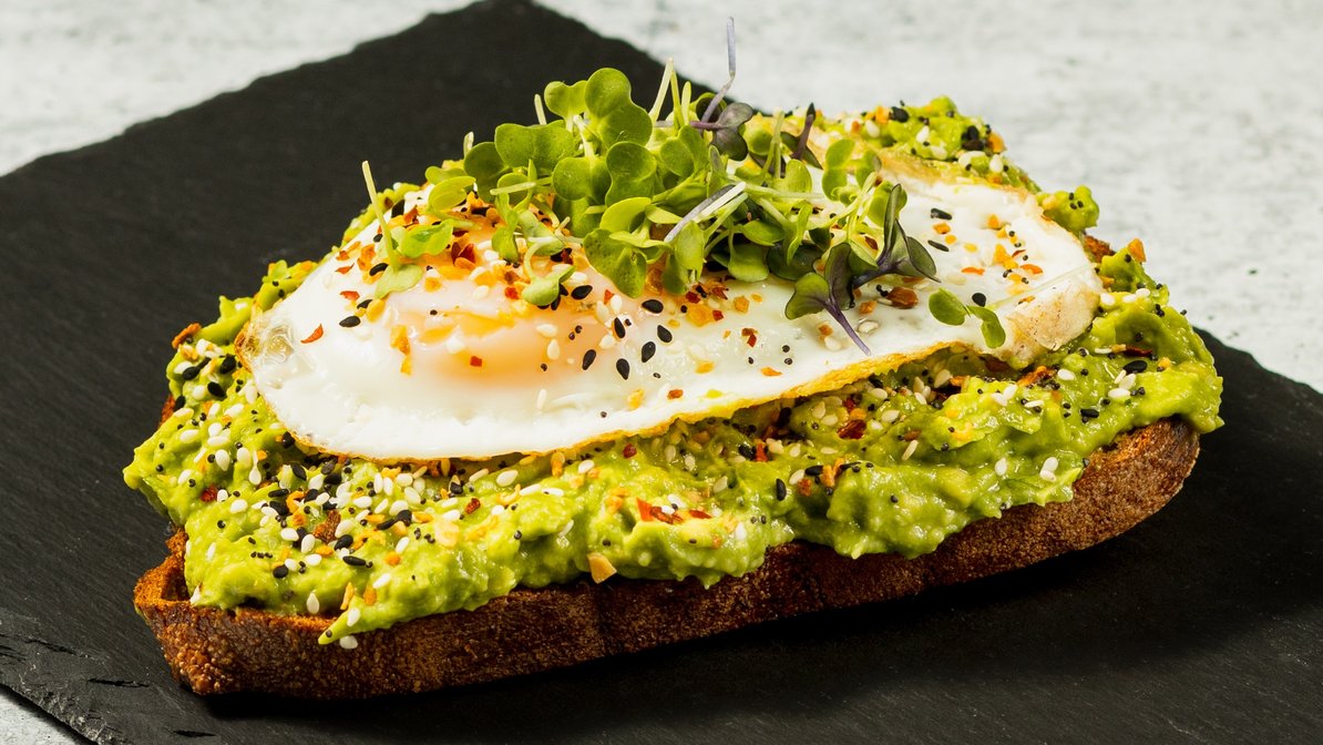 Order Ultimate Breakfast Avocado Toast food online from Blue Bean Cafe store, Smithtown on bringmethat.com