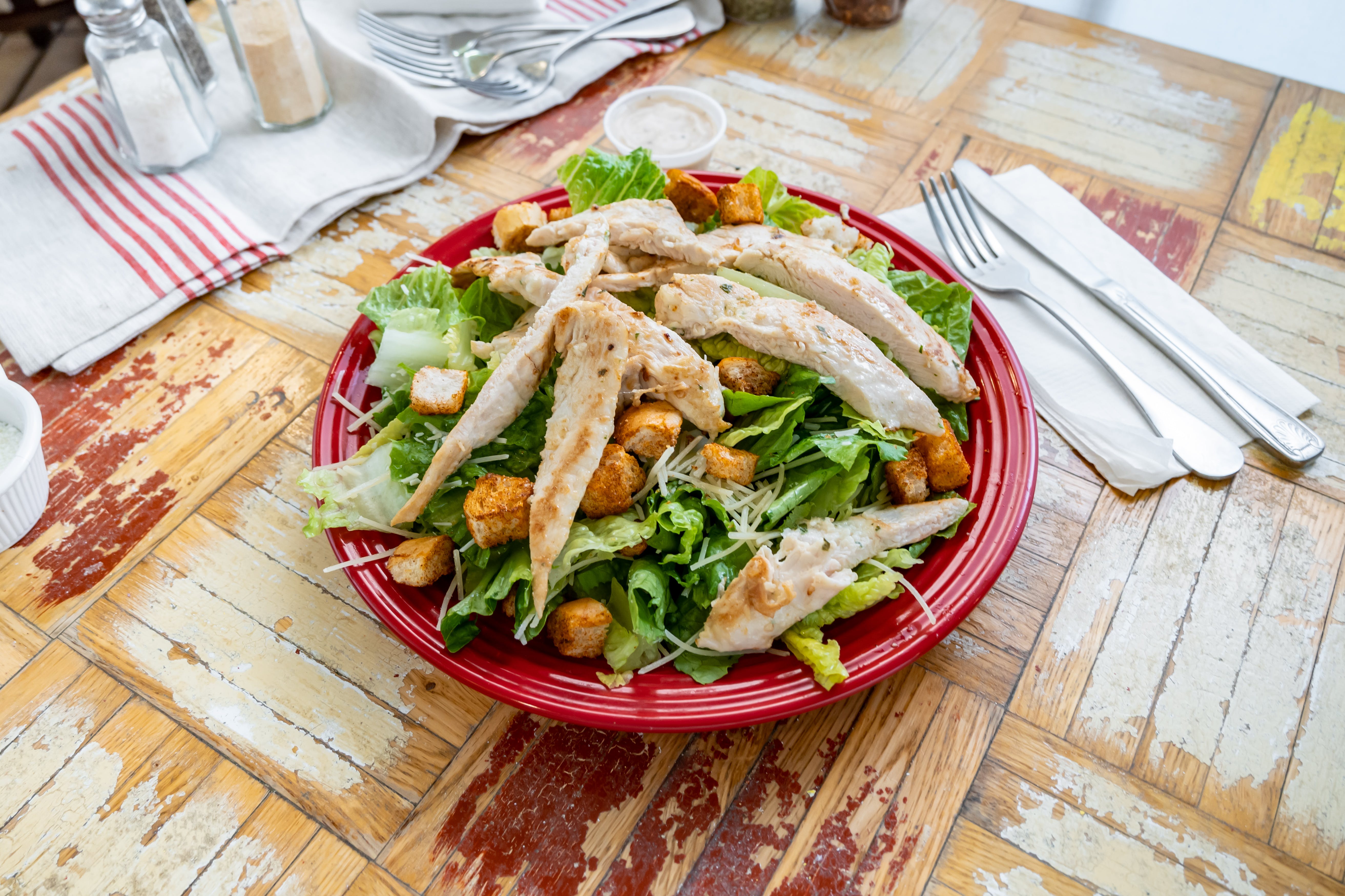 Order Grilled Chicken Caesar Salad - Small food online from Di Francesco Pizza store, Westampton on bringmethat.com