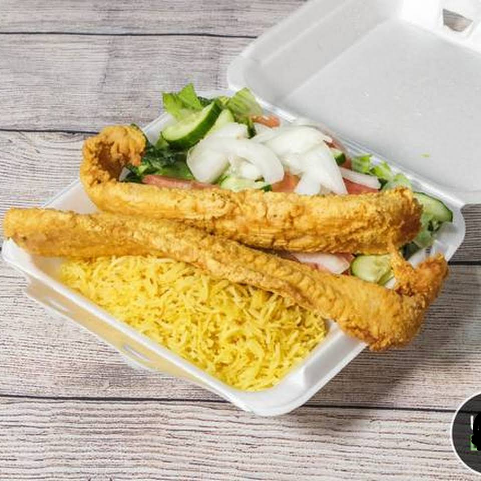 Order Whiting Fish with Rice & Salad food online from Crown Fried Chicken store, Newark on bringmethat.com