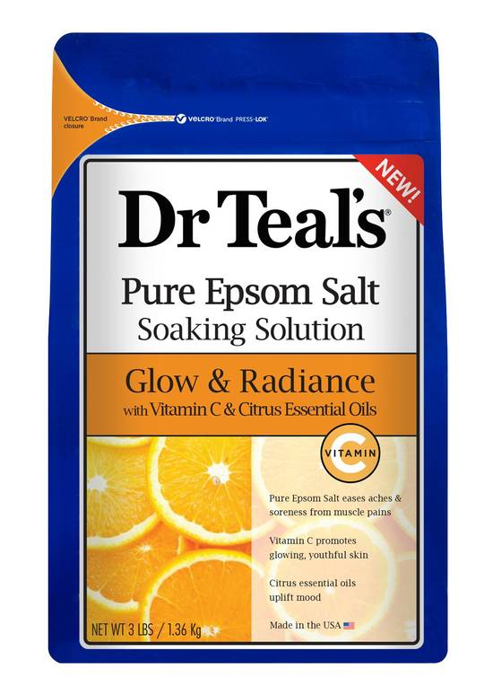Order Dr Teal's Pure Epsom Salt Soaking Solution, Glow & Radiance with Vitamin C & Citrus Essential Oils food online from Cvs store, LANCASTER on bringmethat.com