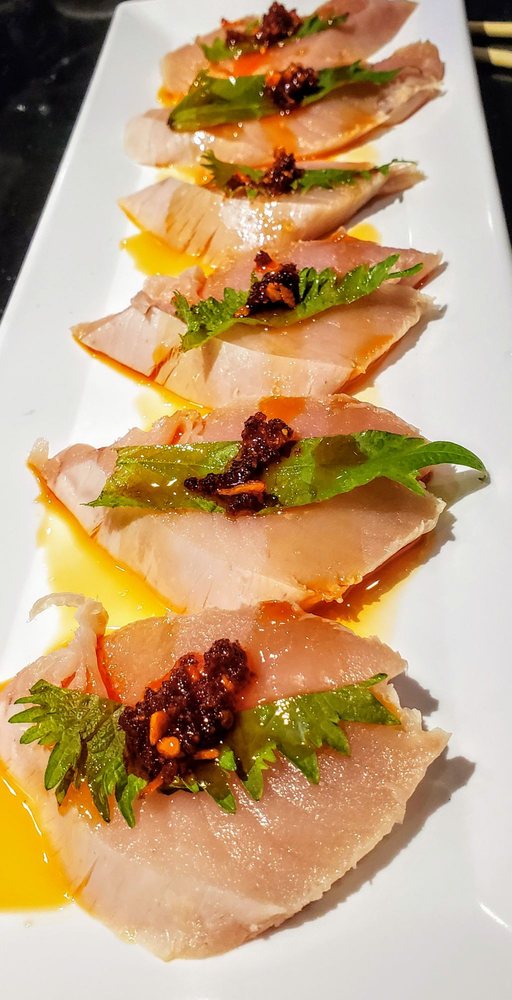 Order 12. Spicy Garlic Albacore Sashimi food online from Sushi Town store, Costa Mesa on bringmethat.com