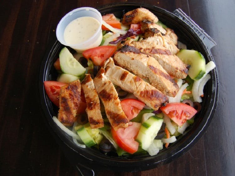 Order Grilled Chicken Salad - Large food online from Claymont Steak Shop store, Claymont on bringmethat.com