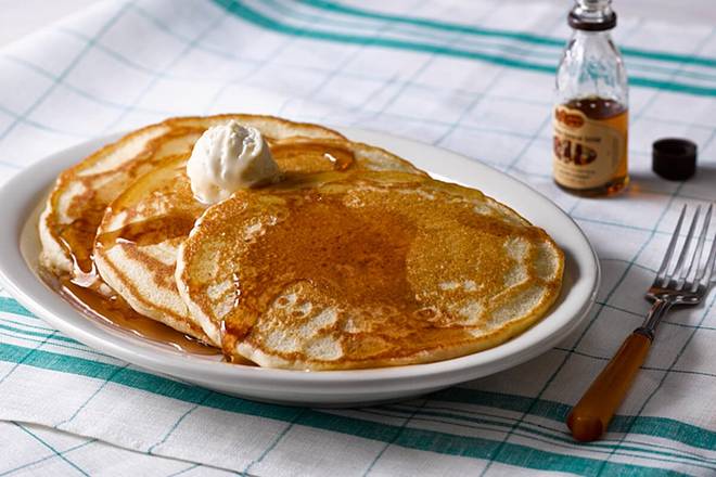 Order Buttermilk Pancakes with 100% Pure Natural Syrup food online from Cracker Barrel Old Country Store store, Corinth on bringmethat.com