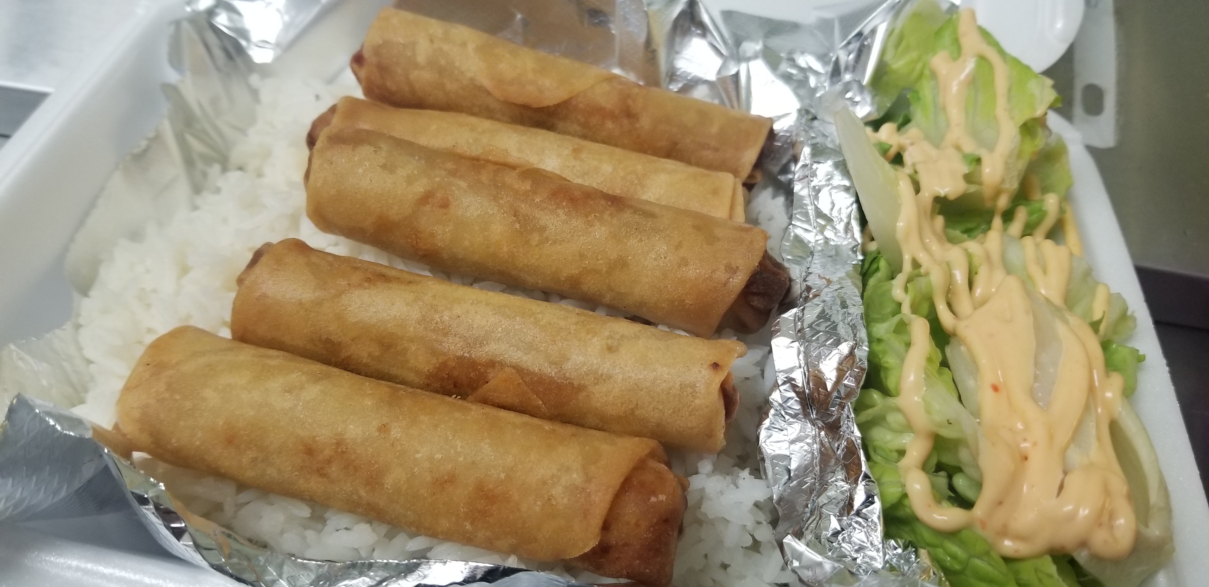 Order Pork egg rolls with rice food online from Blossom Tea House store, Oxnard on bringmethat.com