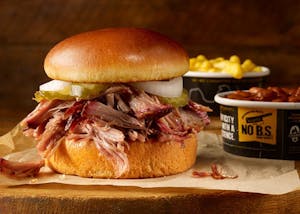 Order Pulled Pork Sandwich Plate food online from Dickey Barbecue Pit store, Houston on bringmethat.com
