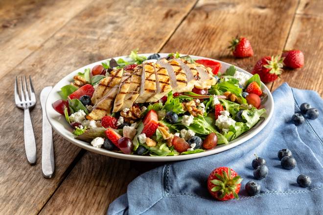 Order Berry & Goat Cheese Salad with Chicken food online from Uno Pizzeria & Grill store, Bensalem on bringmethat.com