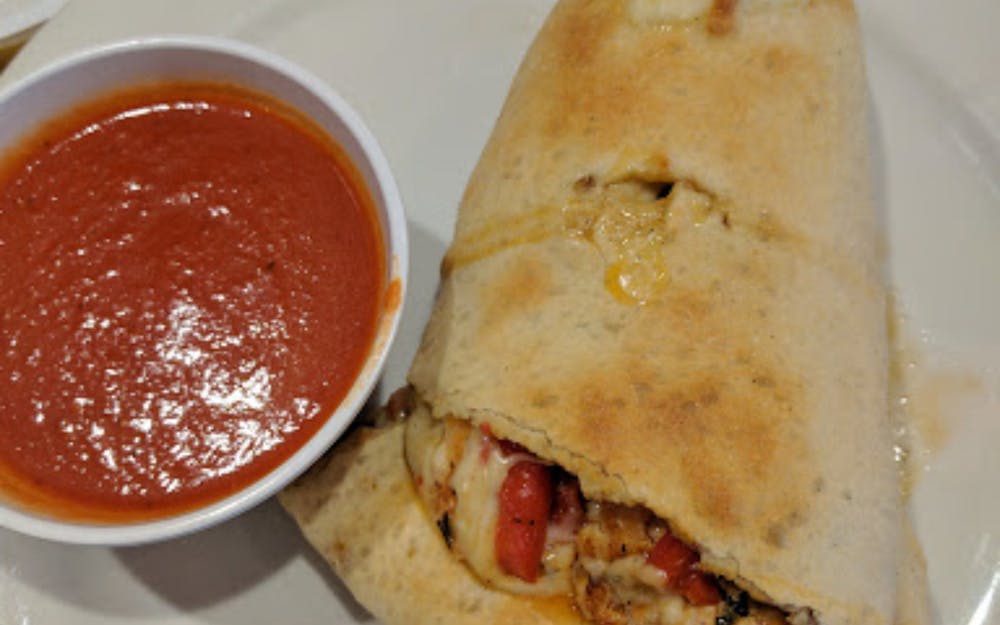 Order Grilled Chicken & Roasted Peppers Stromboli - Small food online from Panatieri's Pizza & Pasta store, Warren on bringmethat.com