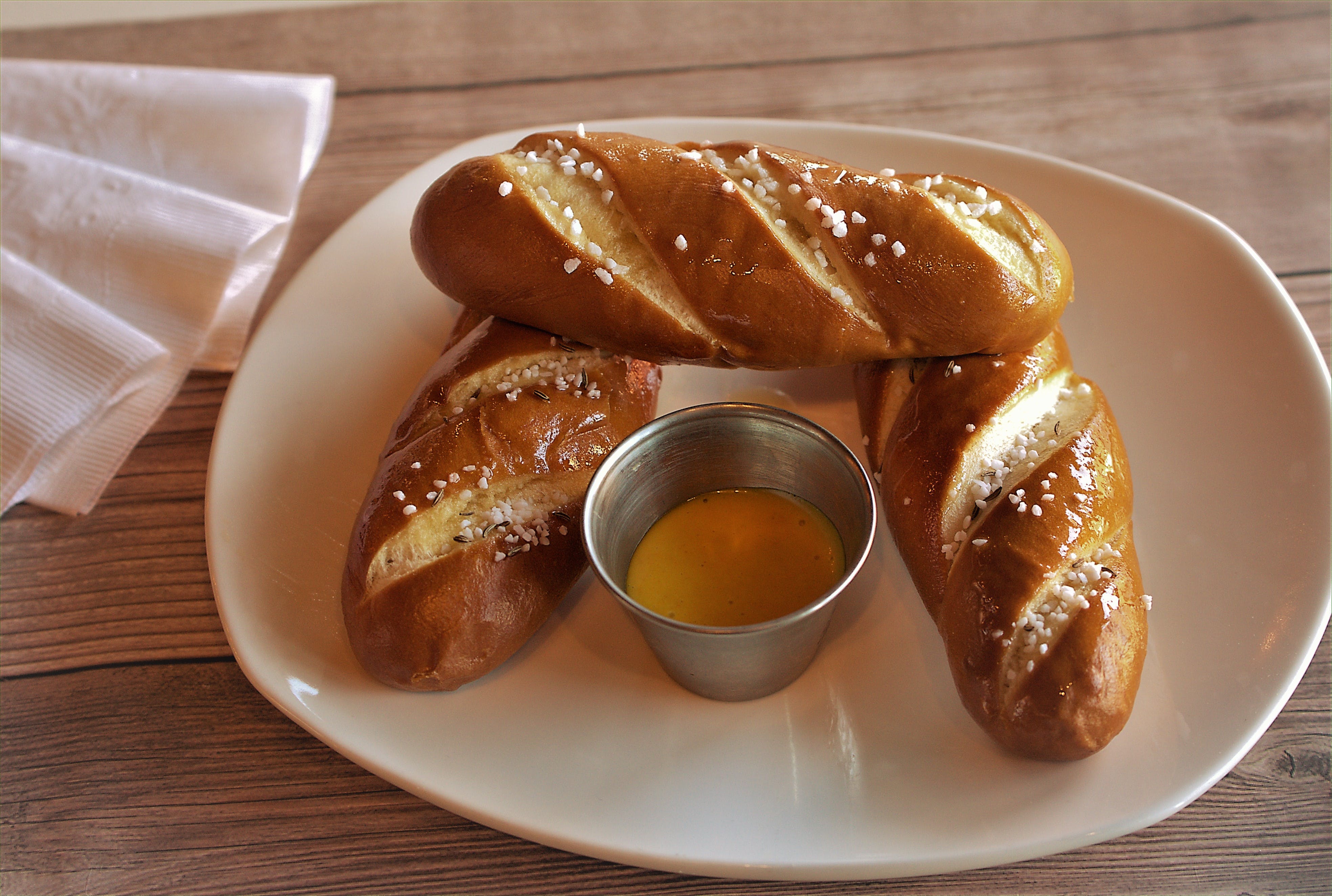 Order Bavarian Pretzels - 3 Pieces food online from Game Train Usa store, Highlands Ranch on bringmethat.com