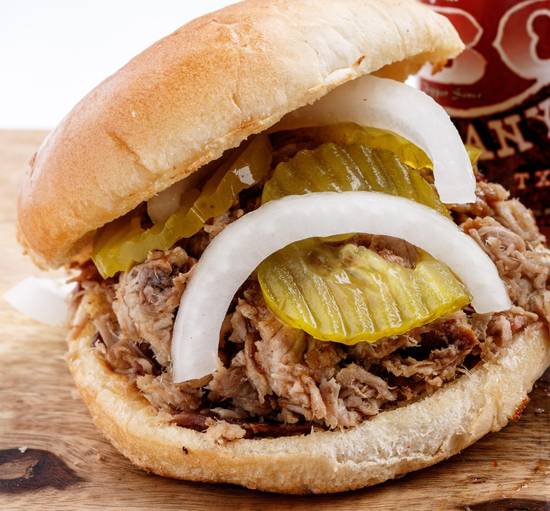 Order Pulled Pork Sandwich food online from Boomtown BBQ store, Beaumont on bringmethat.com