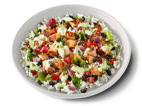 Order NEW Cilantro Lime Crema Chicken Bowl food online from Qdoba Mexican Eats store, Wilsonville on bringmethat.com
