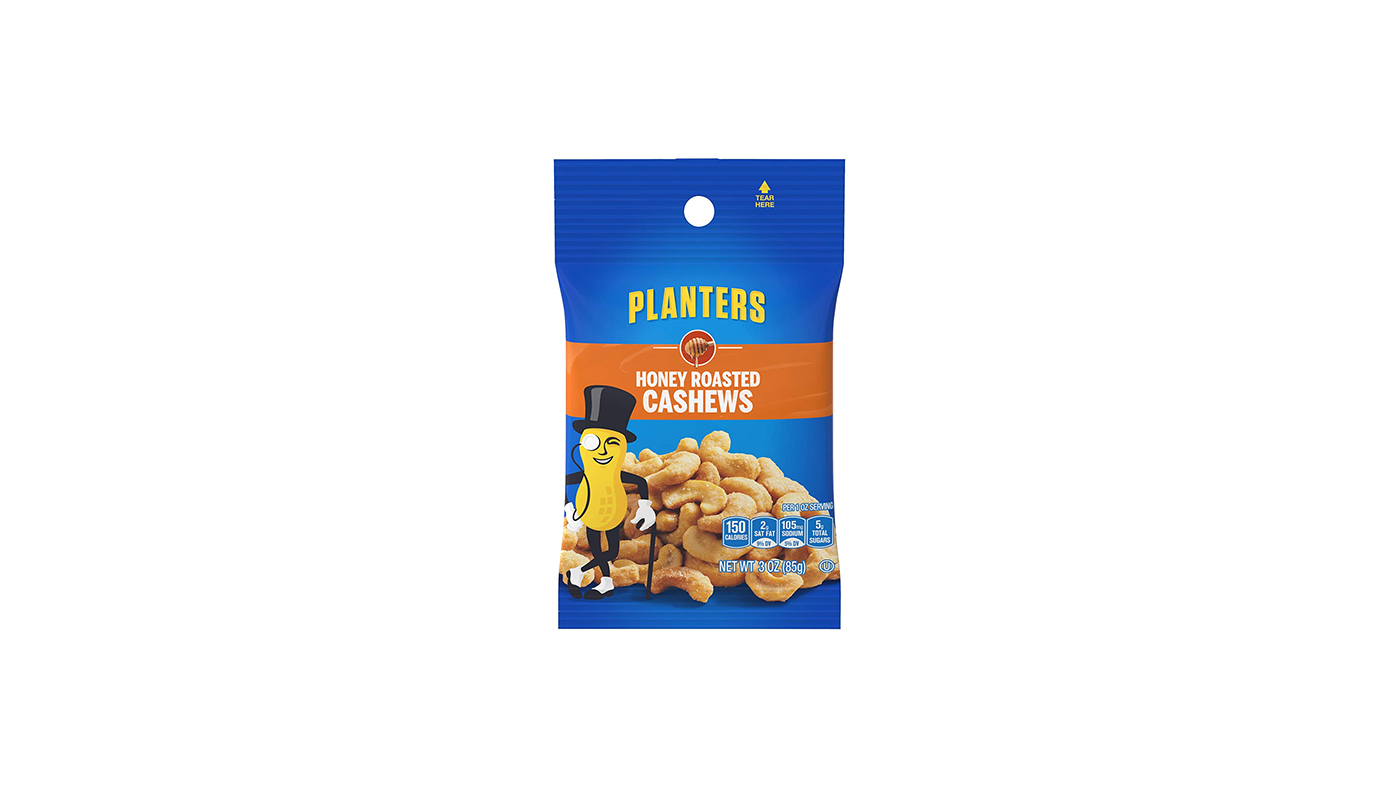Order Planters Honey Roasted Cashews 3oz food online from Extramile store, San Diego on bringmethat.com