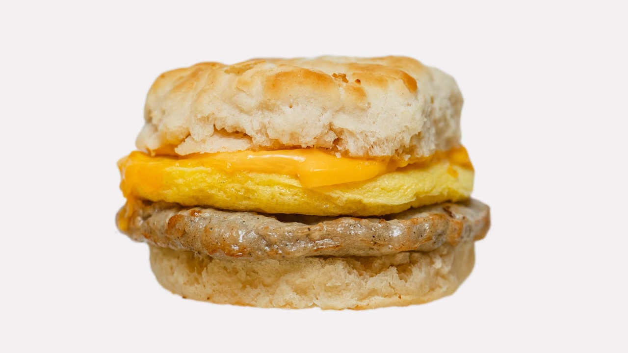 Order Spicy Sausage, Egg & Pepper Jack Cheese Jalapeno Cheddar Biscuit food online from The Human Bean store, Tulare on bringmethat.com