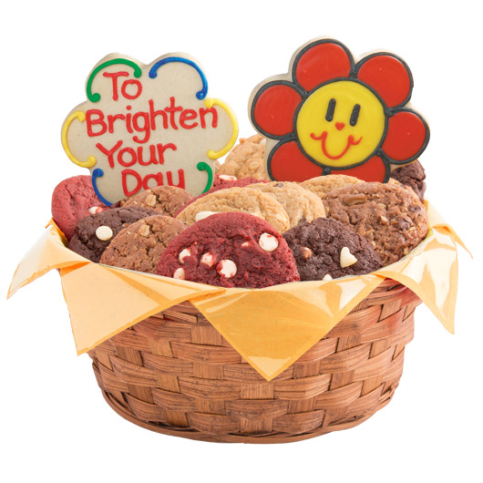 Order W5. Smiling Face Daisies Basket food online from Cookies By Design store, Naperville on bringmethat.com