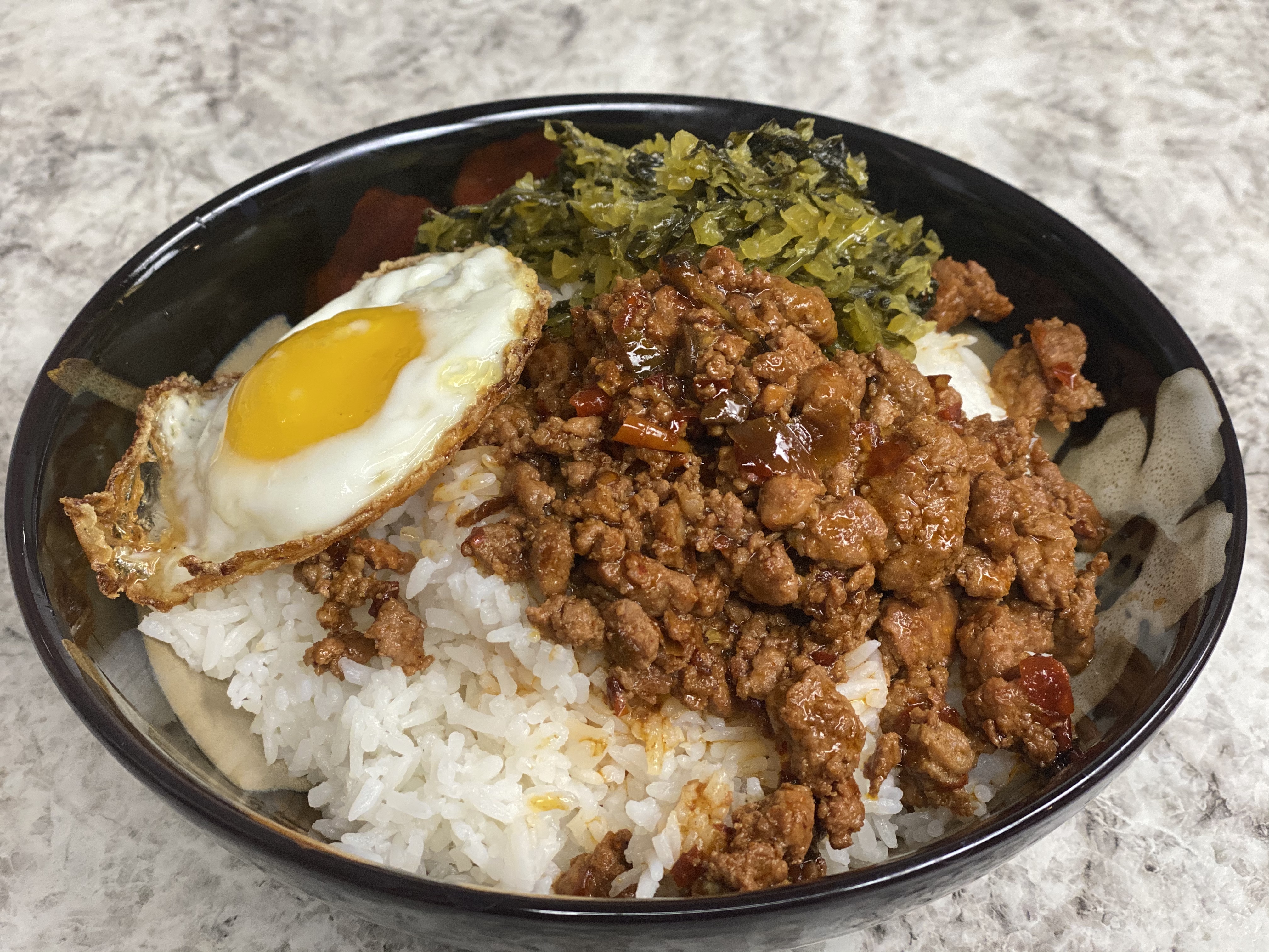 Order F00. Minced Pork in Chili Bean Paste Meal 臊子飯 food online from Uncle Chen Primetime store, State College on bringmethat.com