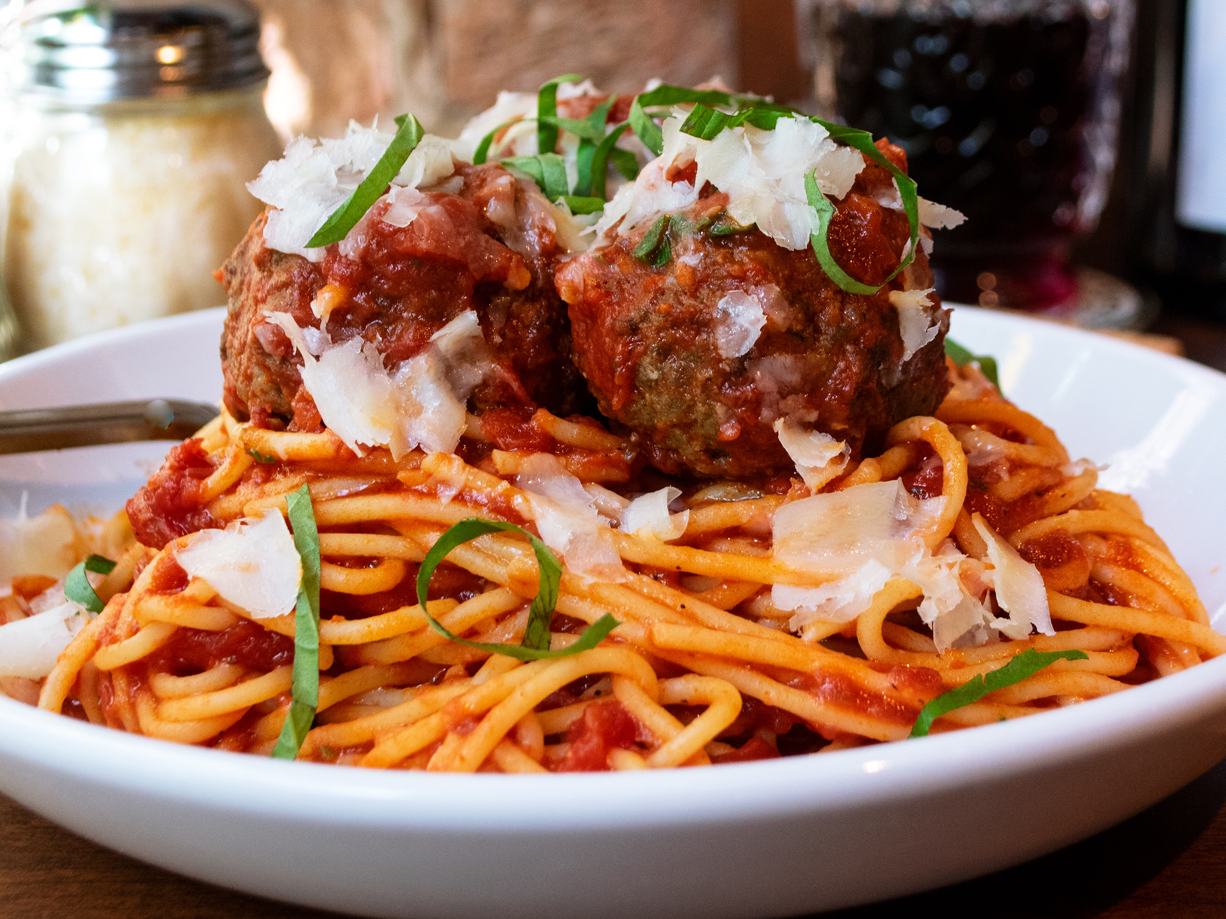 Order Spaghetti and Meatballs food online from Nancy Pizza store, Roswell on bringmethat.com