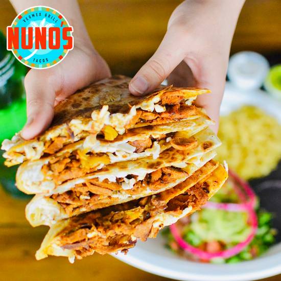 Order NUNOS QUESADILLA PLATE food online from Nuno's Tacos & Vegmex Grill store, Dallas on bringmethat.com