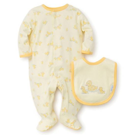 Order Little Me® Newborn 2-Piece Ducks Footie and Bib Set in Yellow food online from Bed Bath & Beyond store, Lancaster on bringmethat.com