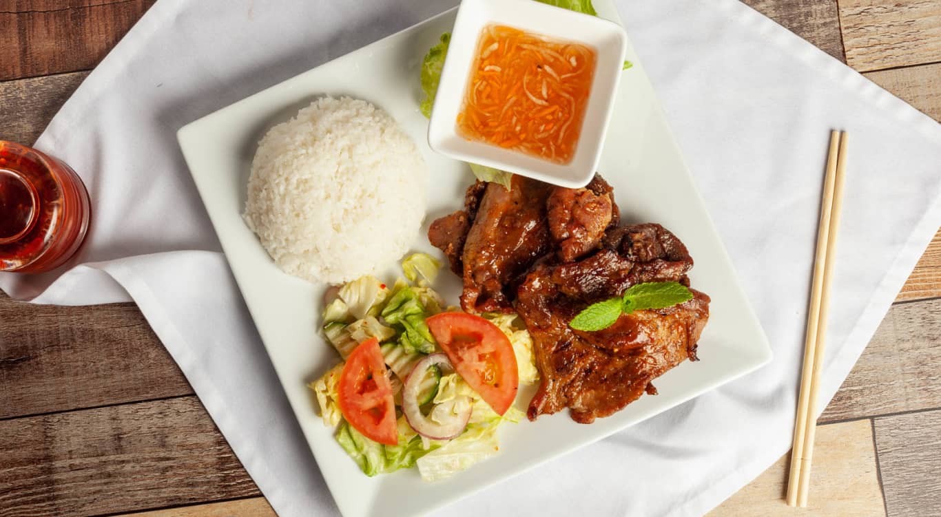 Order 14. Pork Chop Rice Plate food online from Viet Kitchen store, Santa Maria on bringmethat.com